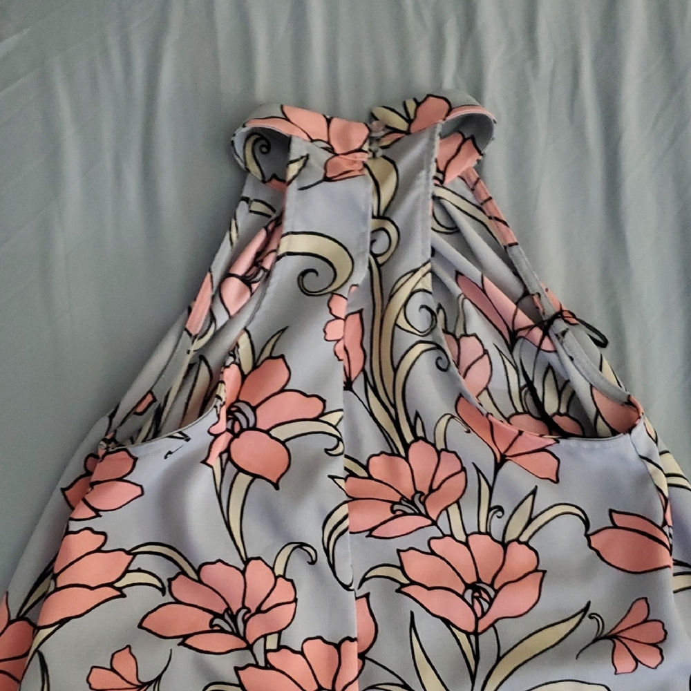 June & Hudson Pink and Black Floral Halter Top - Picture 2 of 6